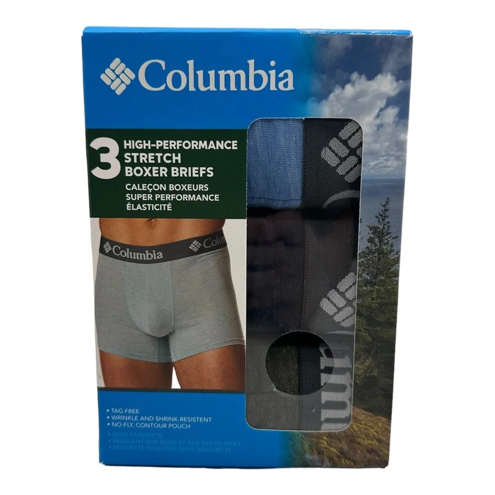 Columbia High-Performance Stretch Boxer Briefs‎ 3 Pack Men's XL 40-42 Multicolor